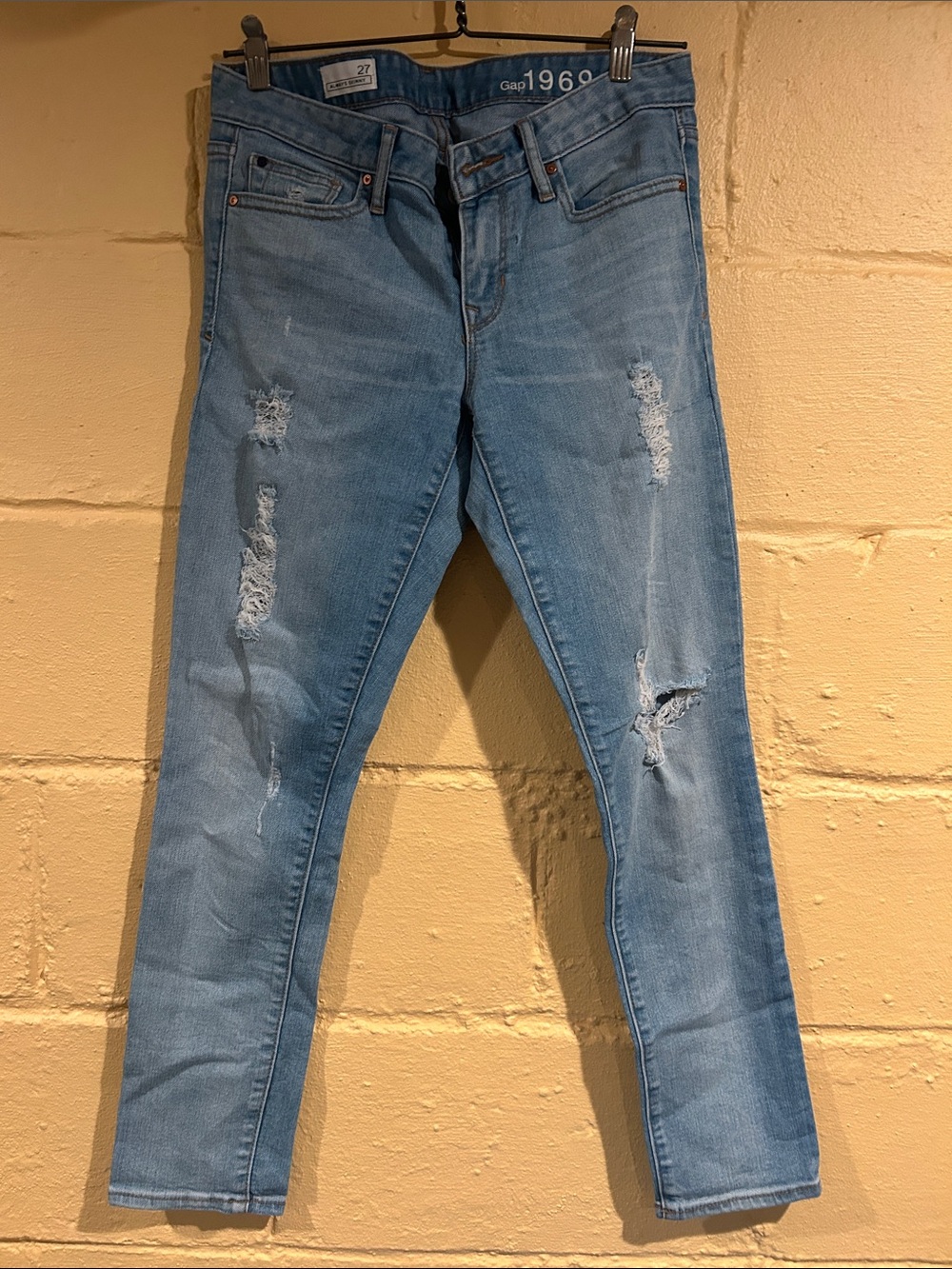 GAP Light Blue Distressed Slim Jeans